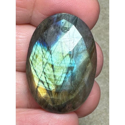 Oval 32x22mm Faceted Labradorite Cabochon 08