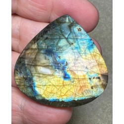 Teardrop 42x41mm Faceted Labradorite Cabochon 10