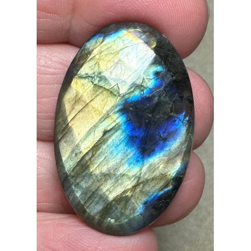 Oval 35x23mm Faceted Labradorite Cabochon 12