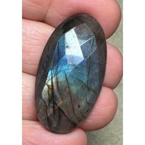 Oval 36x19mm Faceted Labradorite Cabochon 15