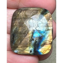 Rectangle 28x25mm Faceted Labradorite Cabochon 22