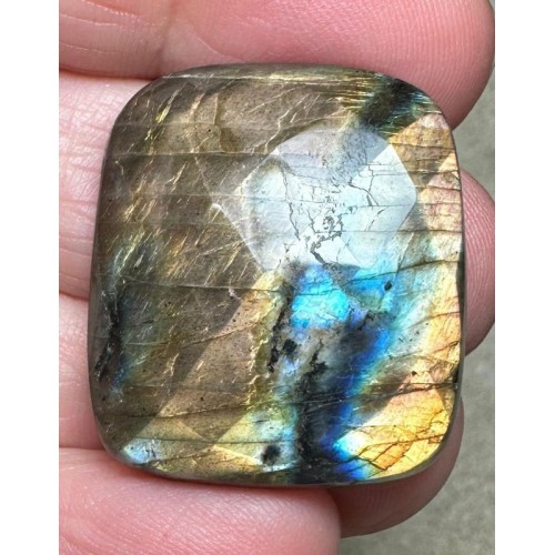 Rectangle 28x25mm Faceted Labradorite Cabochon 22