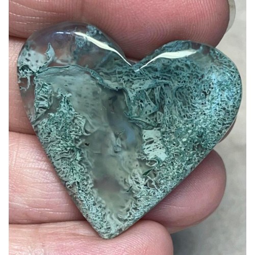 Heart 34x36mm Lichen in Quartz Cabochon 64