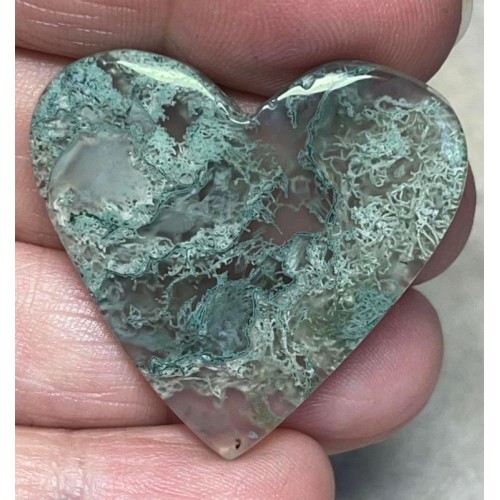 Heart 33x35mm Lichen in Quartz Cabochon 69