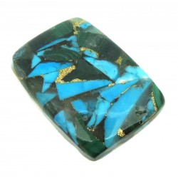 Rectangle 29x20mm Mohave Turquoise with Malachite Cabochon 07