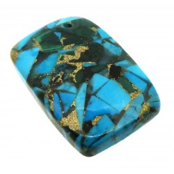 Rectangle 30x21mm Mohave Turquoise with Malachite Cabochon 12