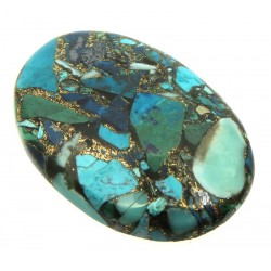 Oval 37x25mm Mohave Turquoise with Shattuckite Cabochon 02