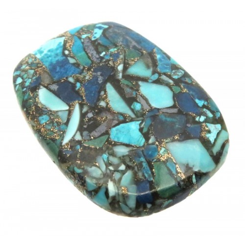 Rectangle 41x28mm Mohave Turquoise with Shattuckite Cabochon 04