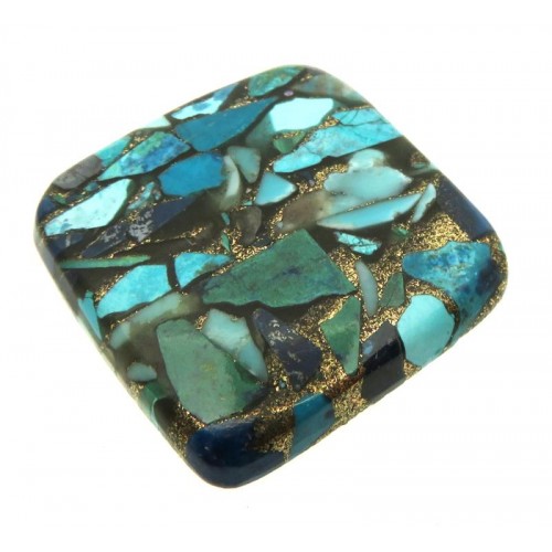 Square 26x26mm Mohave Turquoise with Shattuckite Cabochon 05
