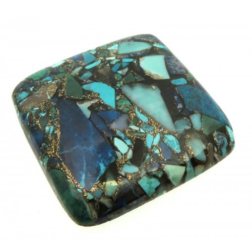 Rectangle 31x30mm Mohave Turquoise with Shattuckite Cabochon 08