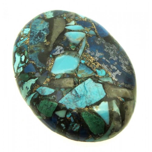 Oval 37x26mm Mohave Turquoise with Shattuckite Cabochon 09