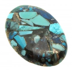 Oval 35x23mm Mohave Turquoise with Shattuckite Cabochon 14