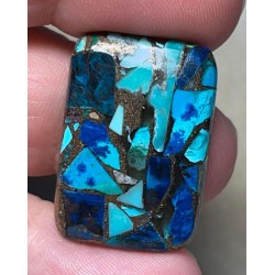 Rectangle 28x19mm Mohave Turquoise with Shattuckite Cabochon 18