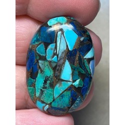 Oval 34x23mm Mohave Turquoise with Shattuckite Cabochon 19