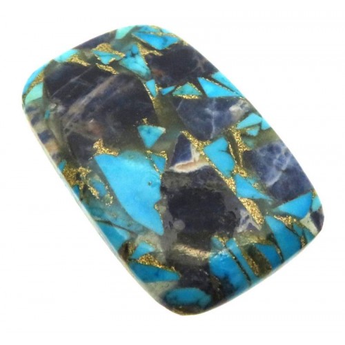 Rectangle 32x21mm Mohave Turquoise with Sodalite Cabochon 02