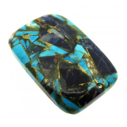 Rectangle 32x20mm Mohave Turquoise with Sodalite Cabochon 08