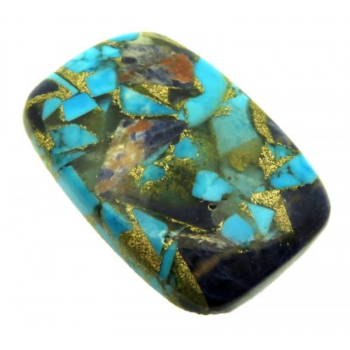 Rectangle 30x20mm Mohave Turquoise with Sodalite Cabochon 11