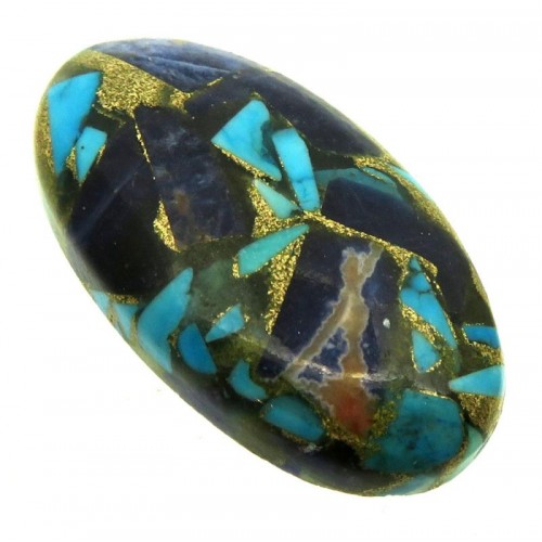 Oval 30x16mm Mohave Turquoise with Sodalite Cabochon 12