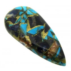 Teardrop 38x17mm Mohave Turquoise with Sodalite Cabochon 13