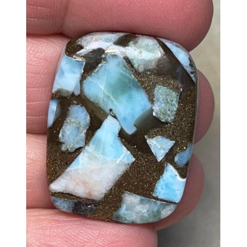 Rectangle 30x23mm Mohave Larimar Cabochon 21