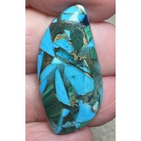 Freeform 33x16mm Mohave Turquoise with Malachite Cabochon 22