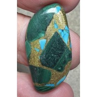 Freeform 31x17mm Mohave Turquoise with Malachite Cabochon 23