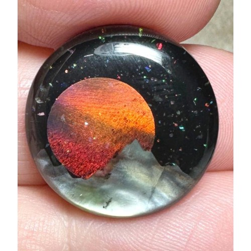 Round 21x21mm Aurora Opal Scene Cabochon 04