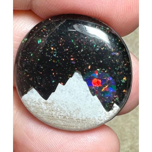 Round 25x25mm Aurora Opal Scene Cabochon 05