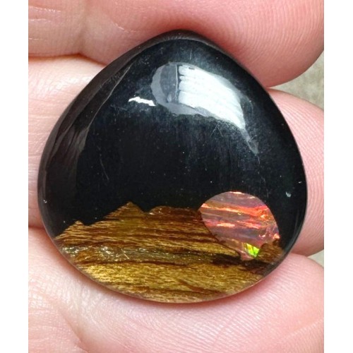 Teardrop 24x24mm Aurora Opal Scene Cabochon 06