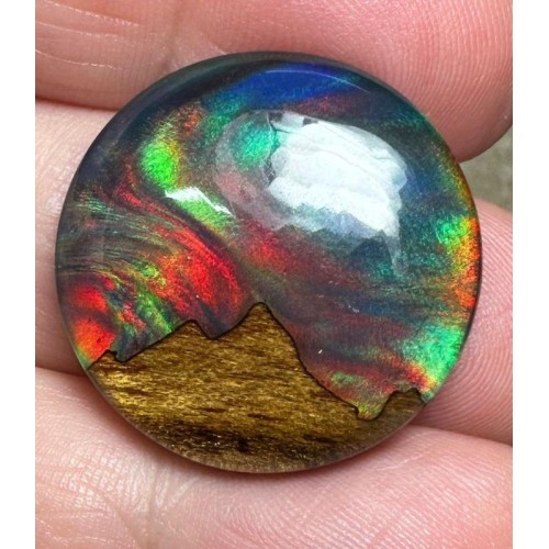 Round 25x25mm Aurora Opal Scene Cabochon 11