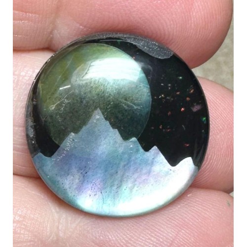 Round 22x22mm Aurora Opal Scene Cabochon 12