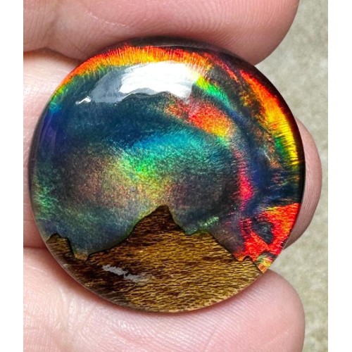 Round 25x25mm Aurora Opal Scene Cabochon 25