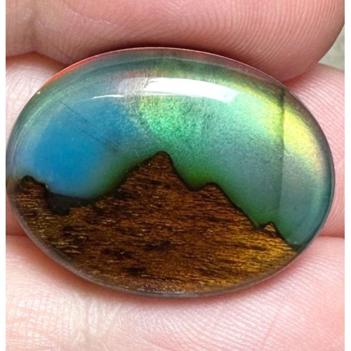 Oval 18x24mm Aurora Opal Scene Cabochon 26