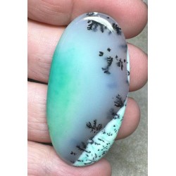 Oval 49x25mm Green Coloured Dendritic Opal Cabochon 54