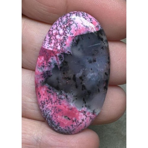 Oval 44x26mm Pink Coloured Dendritic Opal Cabochon 64