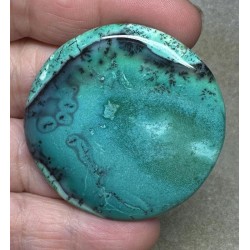Round 46x46mm Green Coloured Dendritic Opal Cabochon 72