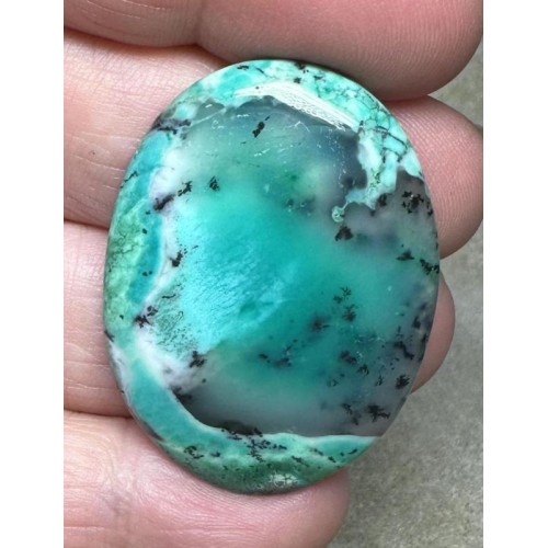 Oval 39x29mm Green Coloured Dendritic Opal Cabochon 73