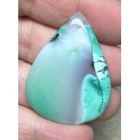 Teardrop 42x32mm Green Coloured Dendritic Opal Cabochon 76