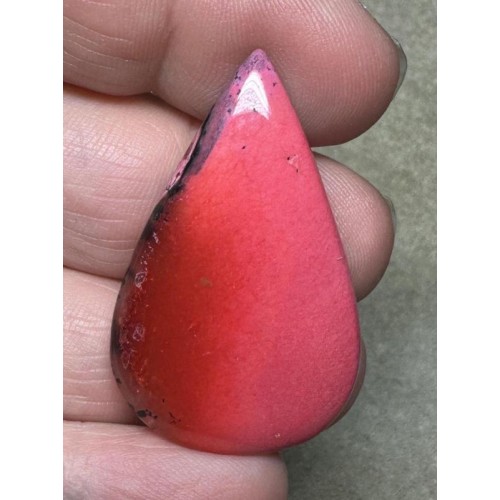 Teardrop 40x25mm Red Coloured Dendritic Opal Cabochon 109