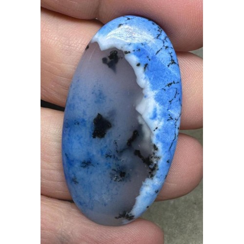 Oval 44x23mm Blue Coloured Dendritic Opal Cabochon 154