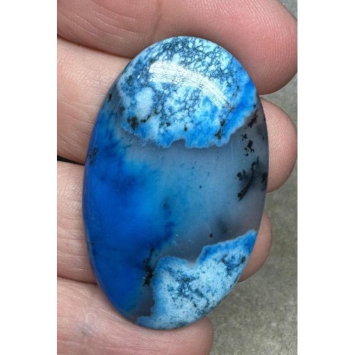 Oval 46x28mm Blue Coloured Dendritic Opal Cabochon 163