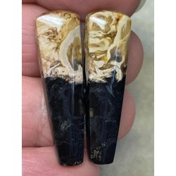 Freeform 35x10mm Indonesian Palm Root Cabochon Pair 06