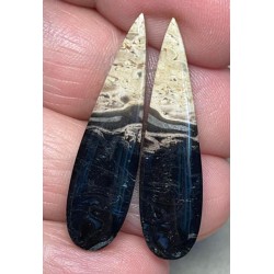 Teardrop 35x9mm Indonesian Palm Root Cabochon Pair 10