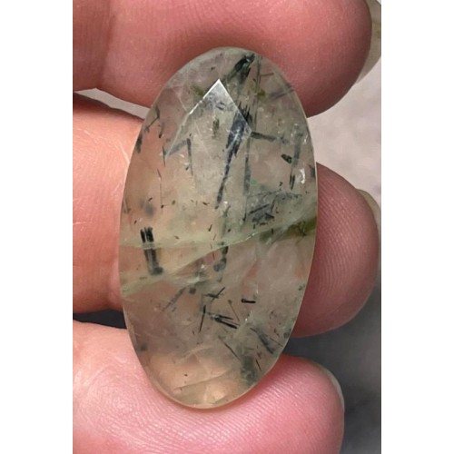 Oval 31x17mm Faceted Prehnite Cabochon 33