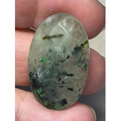 Oval 31x19mm Faceted Prehnite Cabochon 44