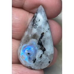 Teardrop 38x22mm Rainbow Moonstone with Tourmaline Cabochon 22