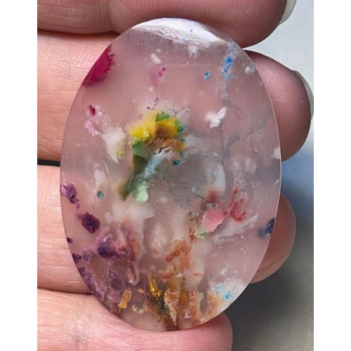 Oval 44x31mm Rainbow Plume Agate Cabochon 04