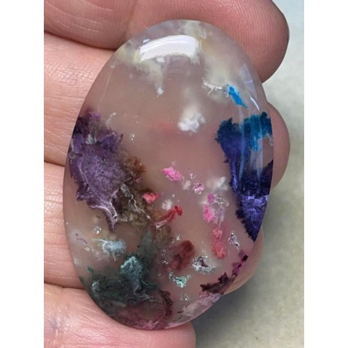Oval 46x30mm Rainbow Plume Agate Cabochon 12
