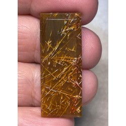 Rectangle 37x14mm Faceted Sagenite Cabochon 14