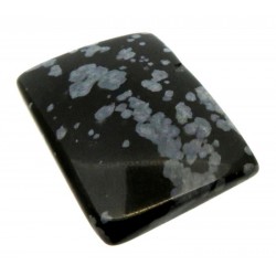 Rectangle 30x22mm Snowflake Obsidian Cabochon 08